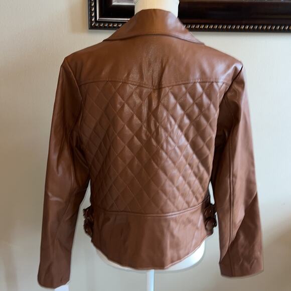 French Connection Faux Leather Moto Jacket Size L - New - Picture 4 of 12